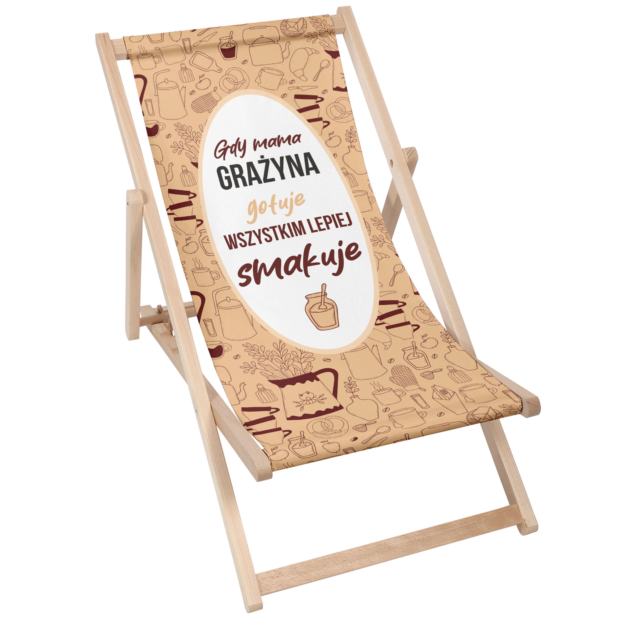 Leżak klasyczny Gdy Mama gotuje wszystkim lepiej smakuje PERSONALIZACJA