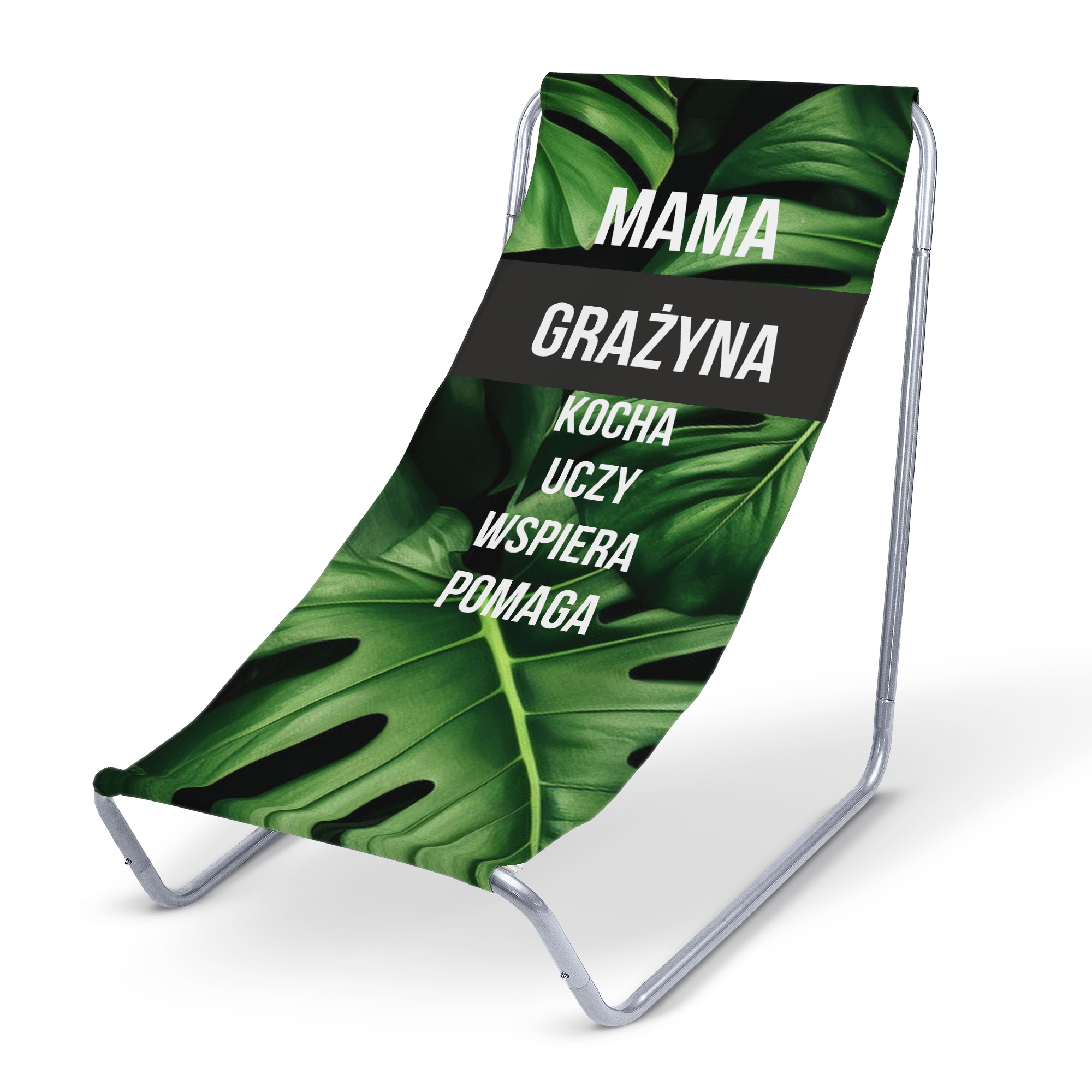 Leżak metalowy Mama kocha uczy wspiera PERSONALIZACJA