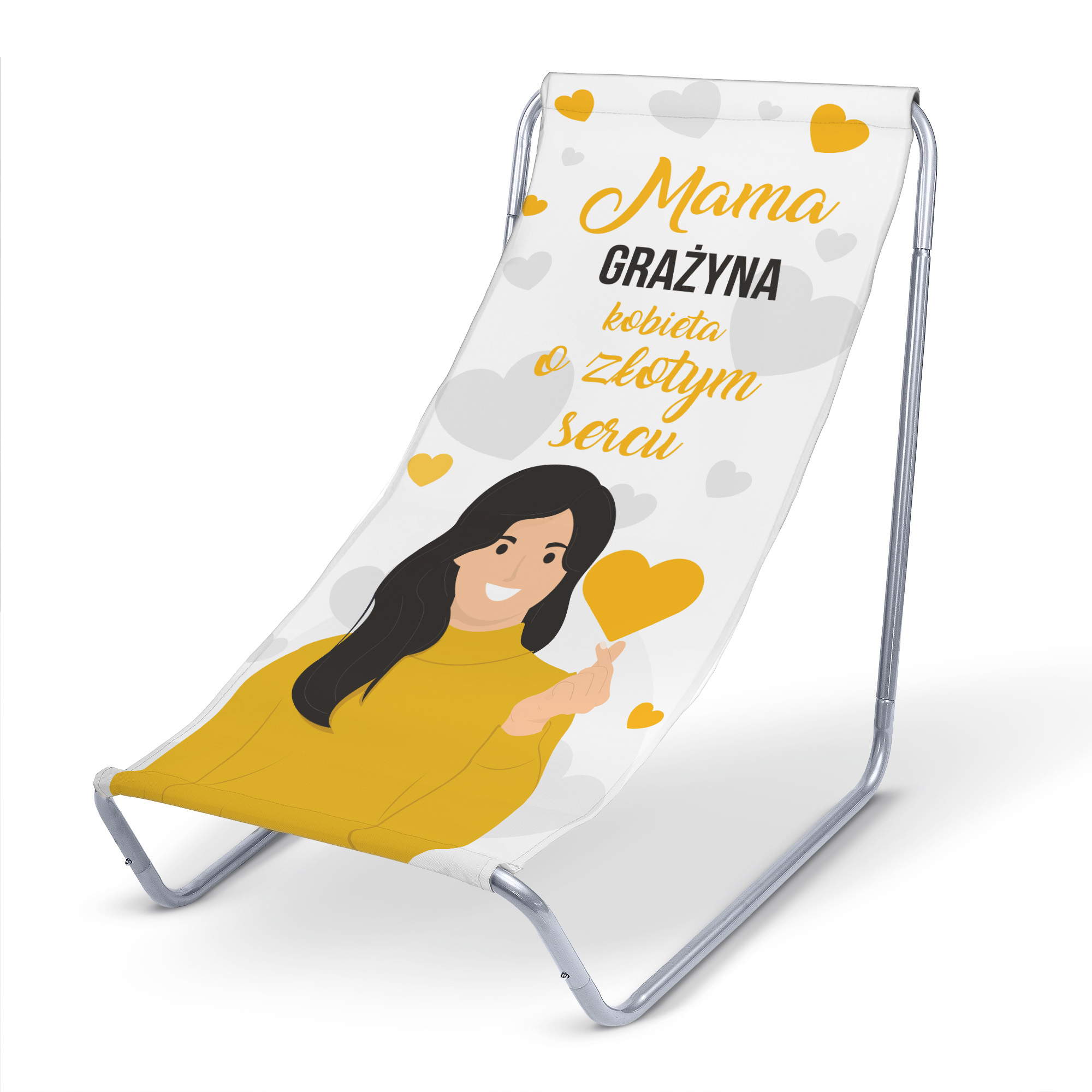 Leżak metalowy Mama kobieta o złotym sercu PERSONALIZACJA