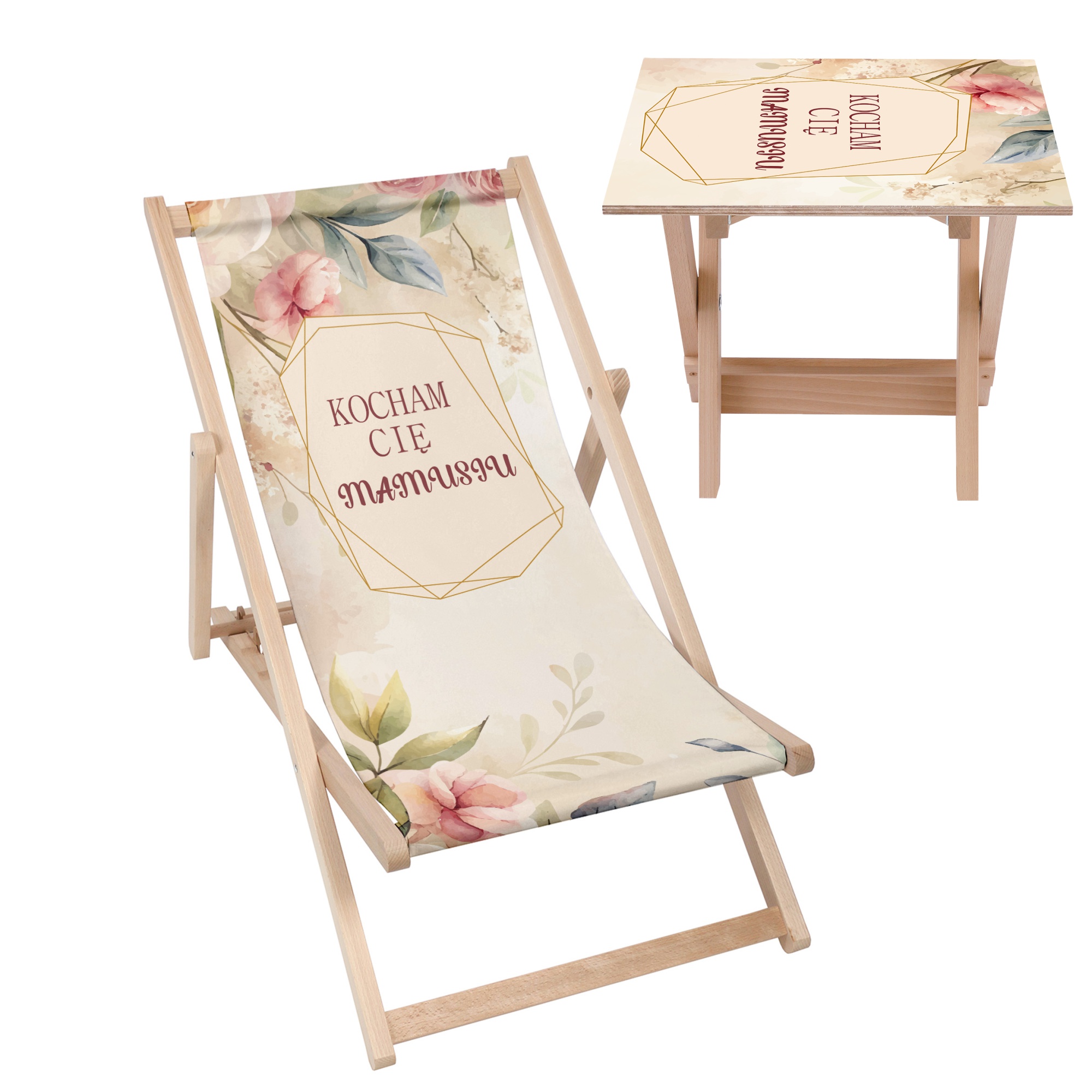 Zestaw Leżak i stolik Kocham Cię Mamusiu