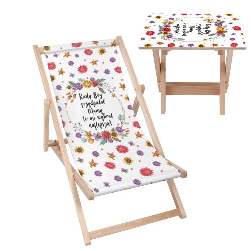 Zestaw Leżak i stolik Bóg przydzielał Mamę