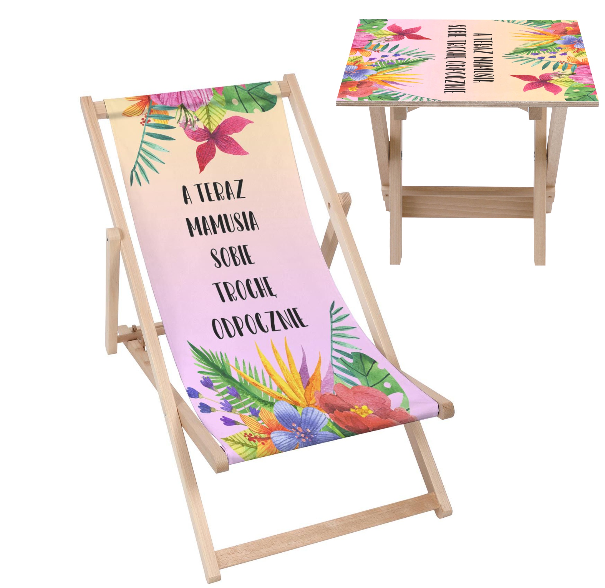 Zestaw Leżak i stolik A teraz Mamusia sobie odpocznie