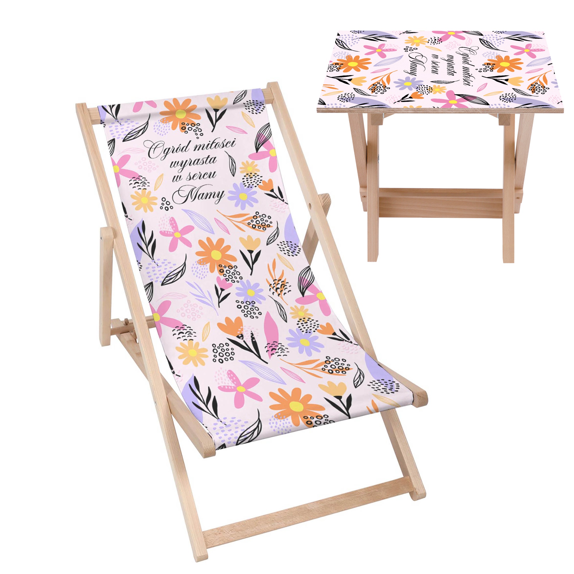 Zestaw Leżak i stolik Ogród Miłości