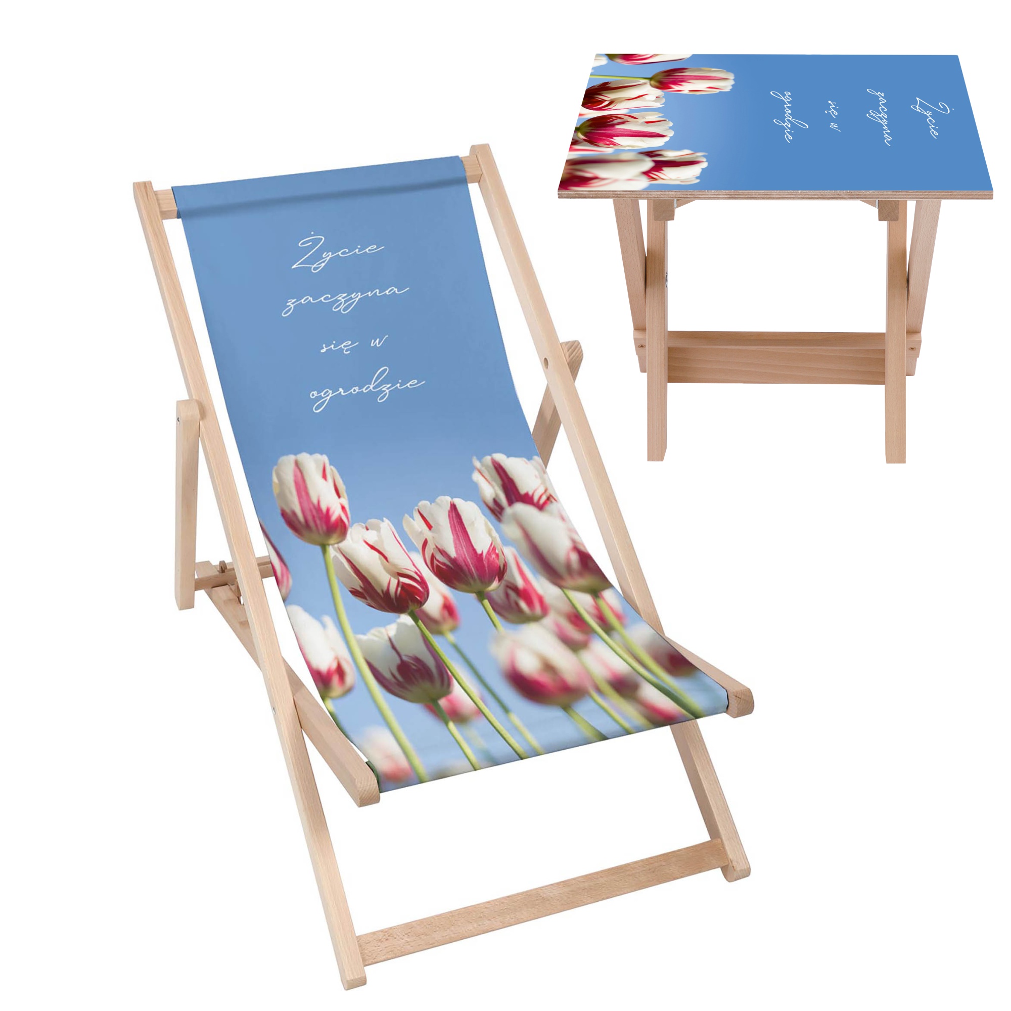Zestaw Leżak i stolik Życie w Ogrodzie 