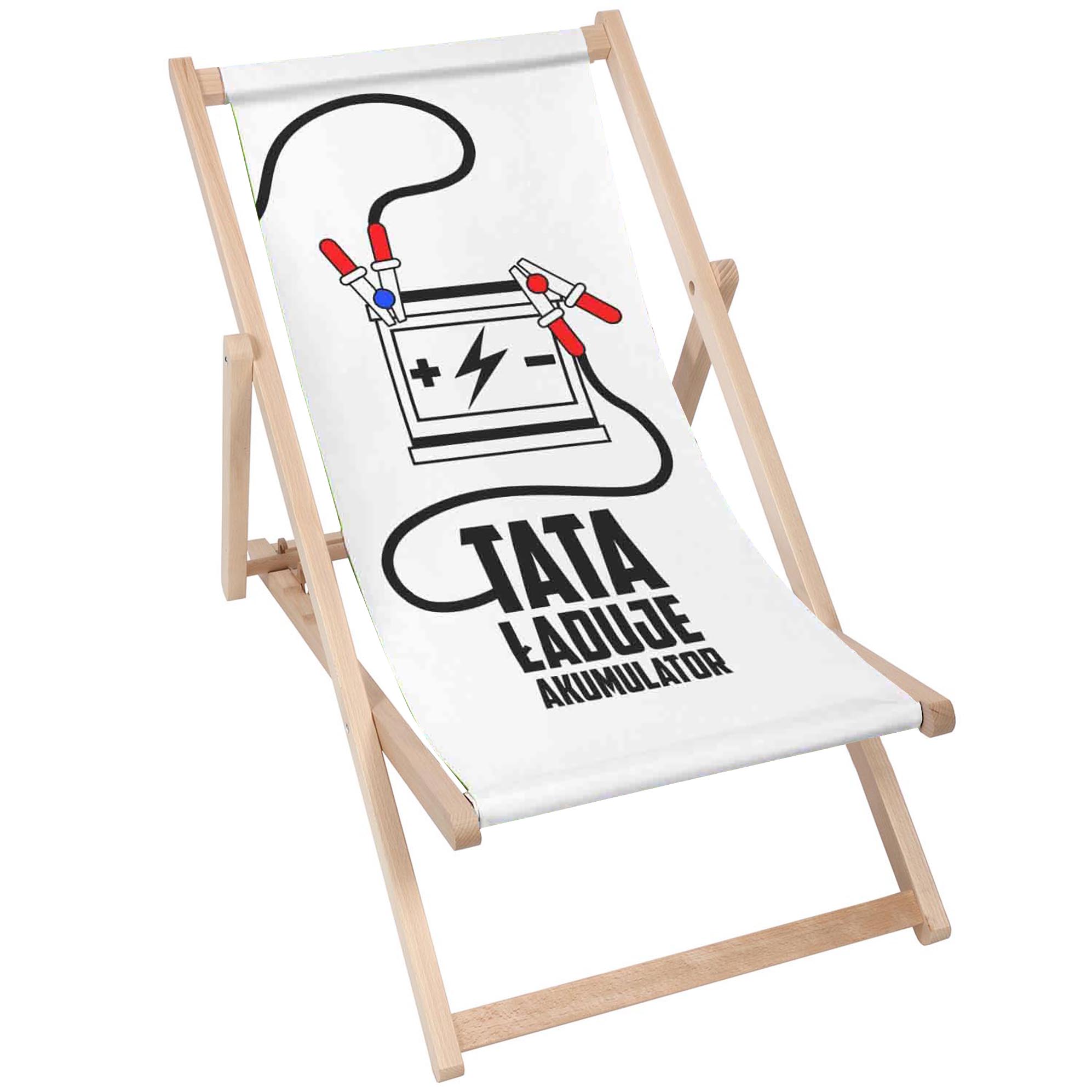 Zestaw Leżak i stolik Tata Ładuje akumulator White