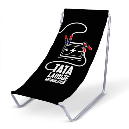 Leżak metalowy Tata Ładuje Akumulator Black
