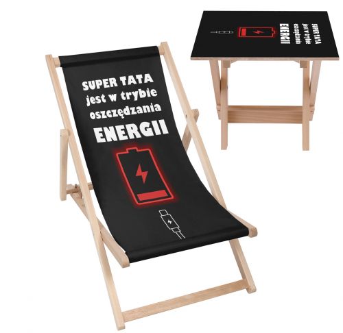 Zestaw Leżak i stolik Super Tata jest w trybie oszczędzania energii