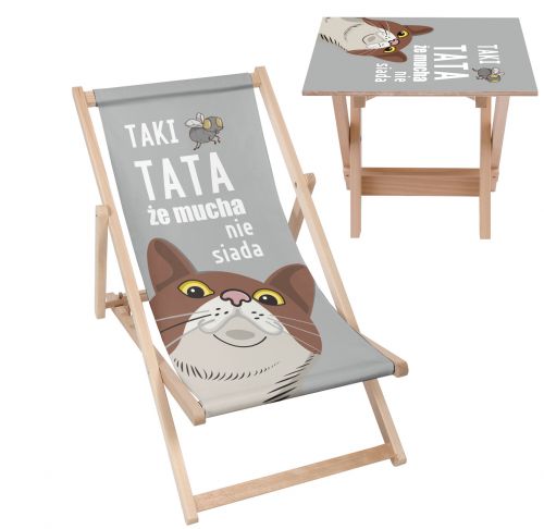 Zestaw Leżak i stolik Tata że mucha nie siada
