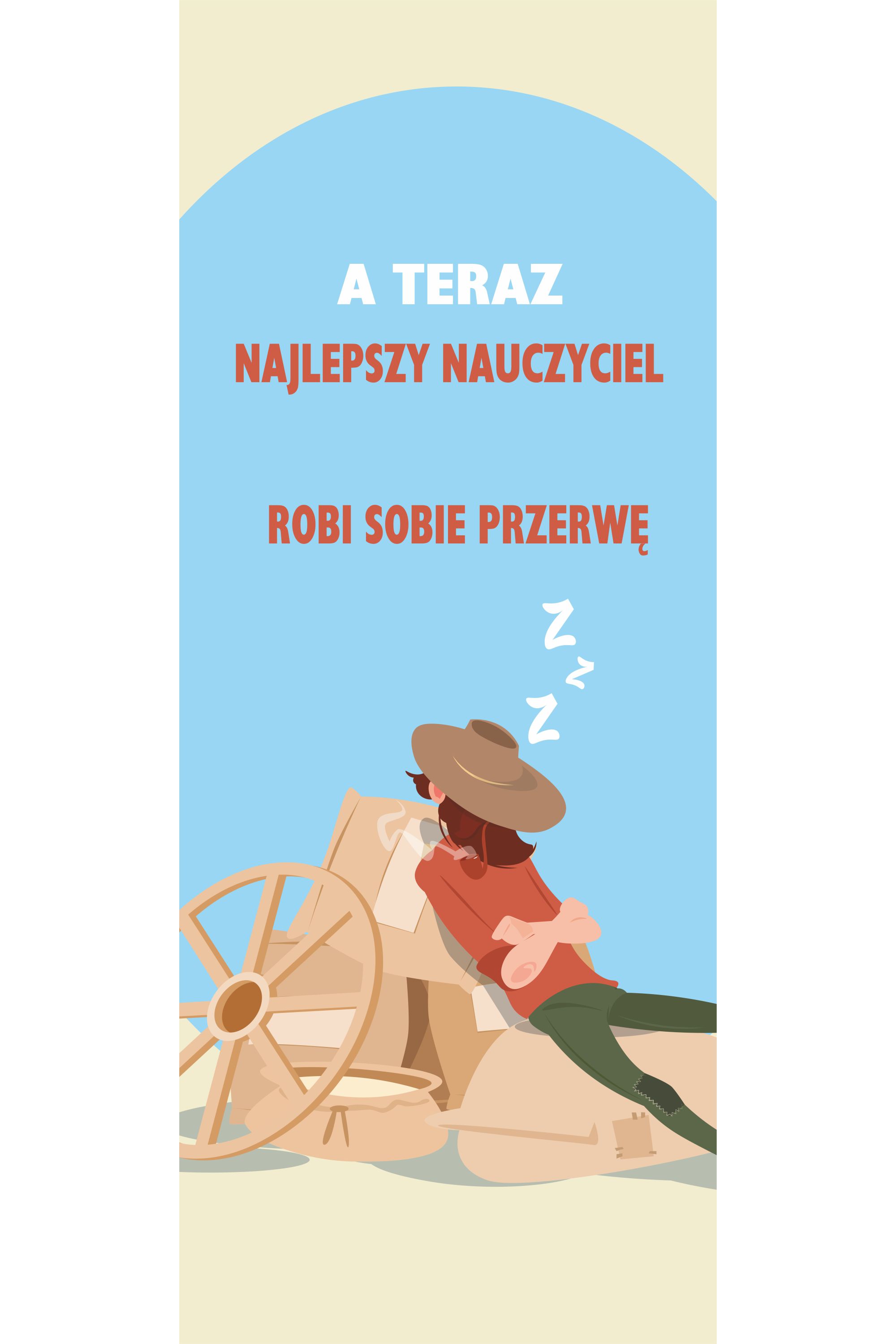 Leżak metalowy Nauczyciel robi przerwę PERSONALIZACJA