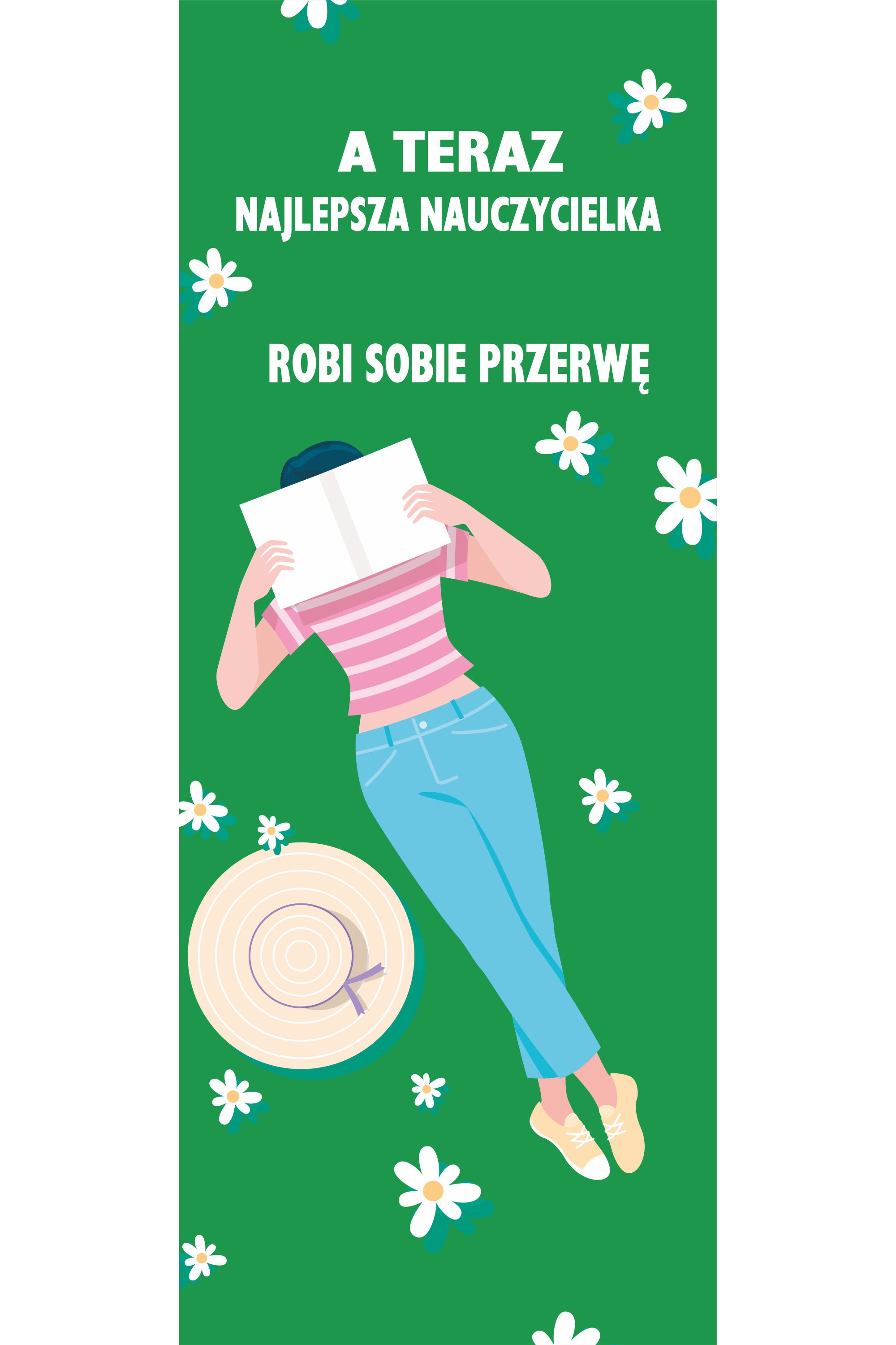 Leżak metalowy Nauczycielka robi przerwę PERSONALIZACJA