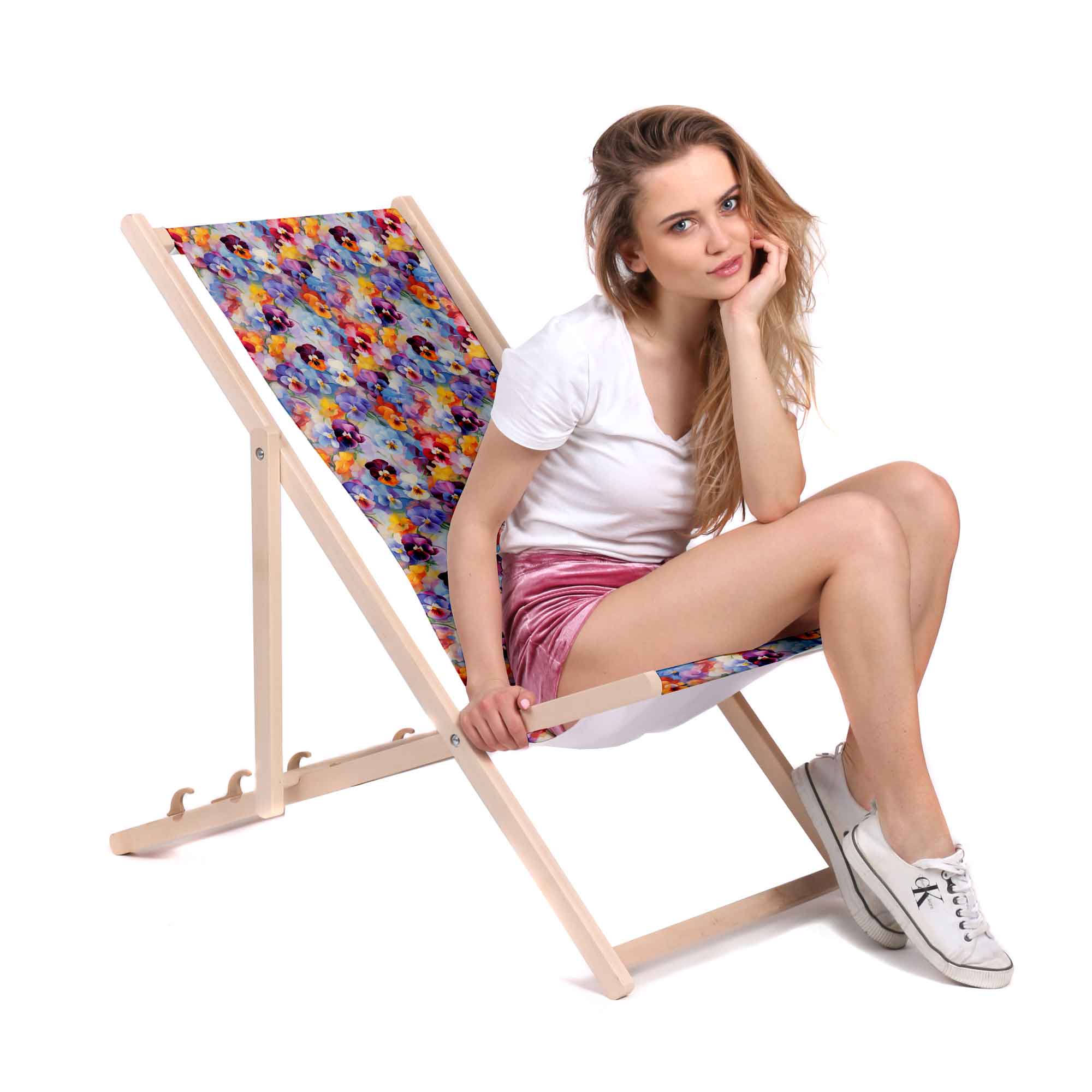 Leżak klasyczny Colorful Flowers Pattern