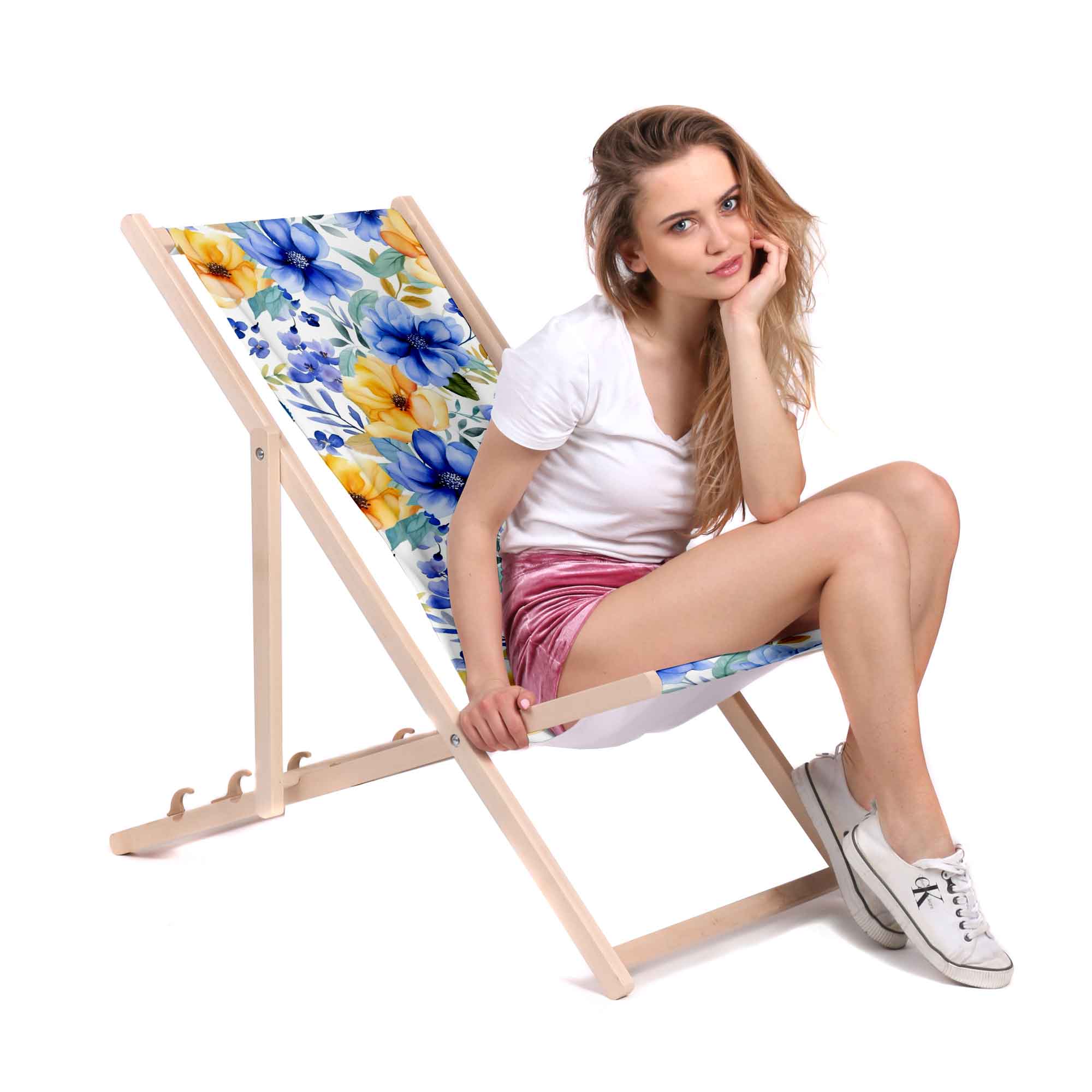 Leżak klasyczny Yellow and Blue Flowers