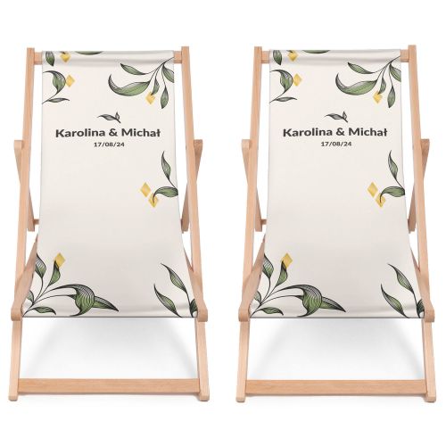 Komplet Leżaków Nowożeńcy Botaniczne PERSONALIZACJA