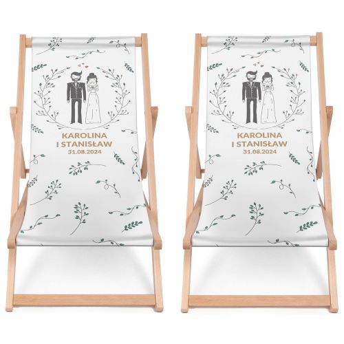 Komplet Leżaków Para Młoda Wianek PERSONALIZACJA