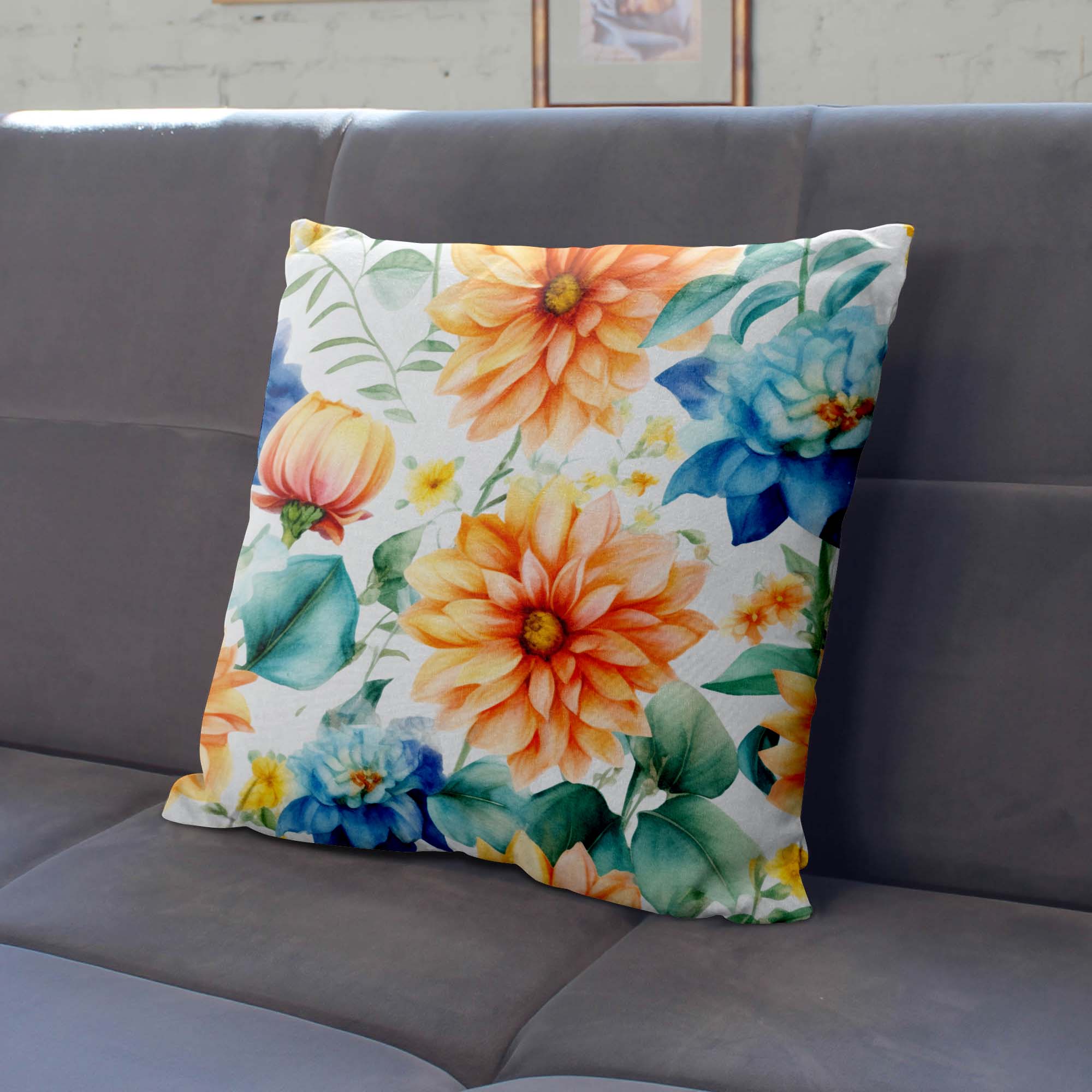 Poduszka Watercolor Flowers Leaves