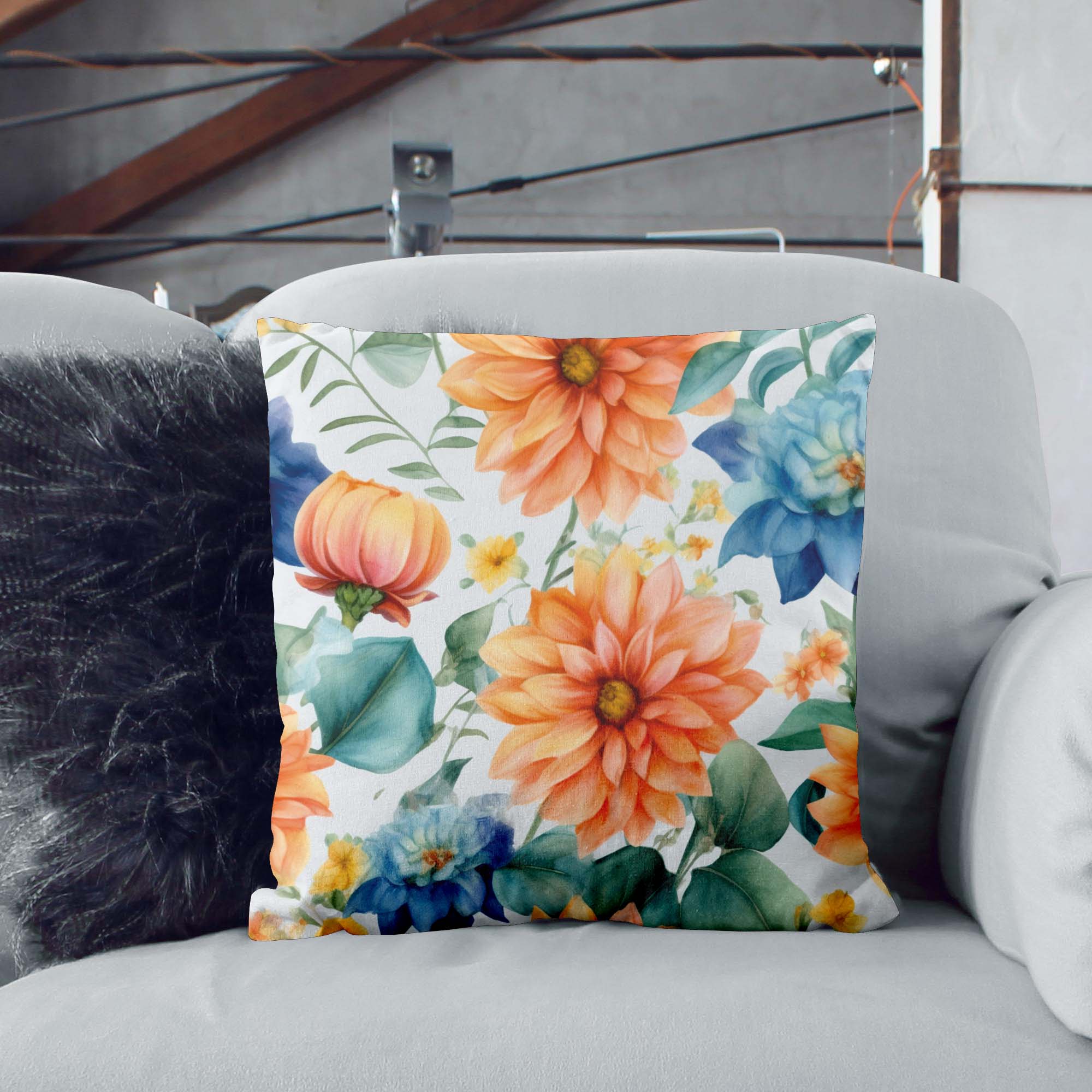 Poduszka Watercolor Flowers Leaves