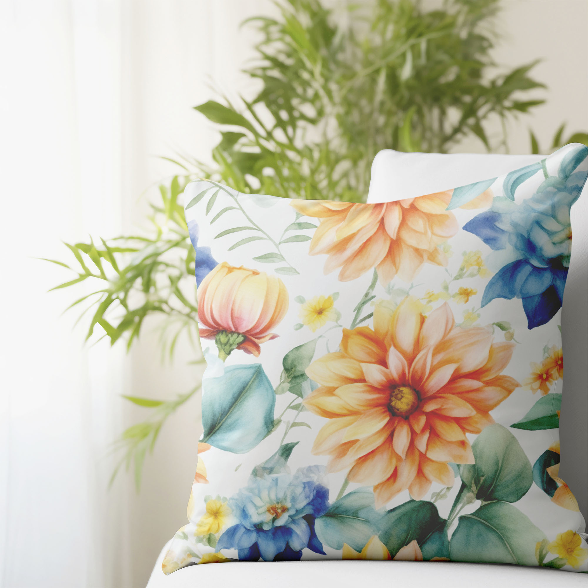 Poduszka Watercolor Flowers Leaves