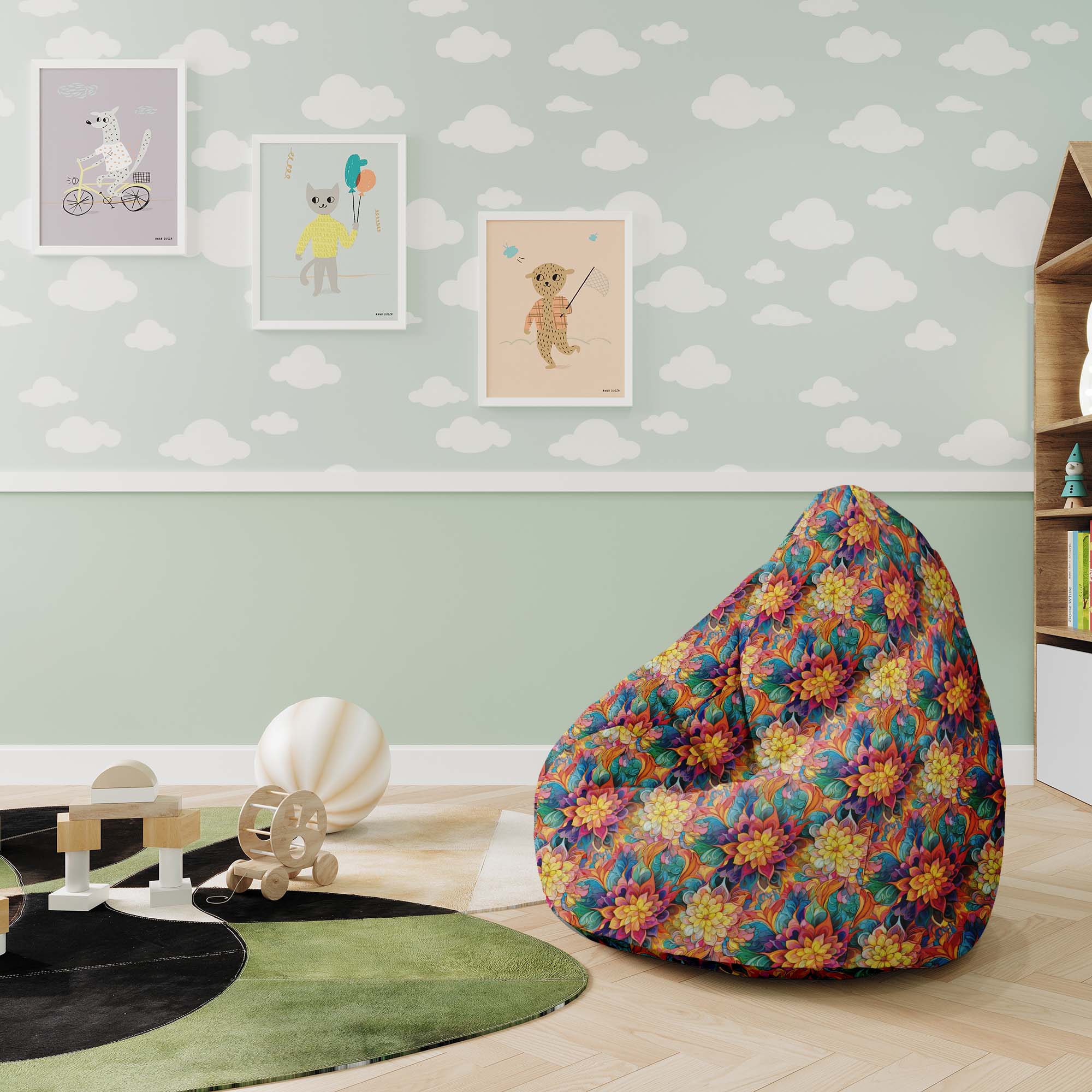 Puf Blotanical Floral Gemetric Pattern