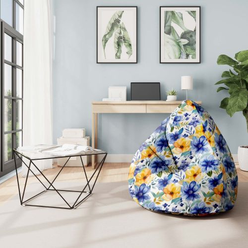 Puf Yellow and Blue Flowers