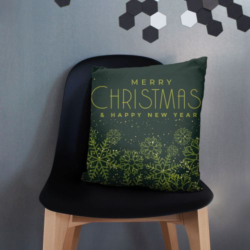 Poduszka Christmas Green Snowflakes