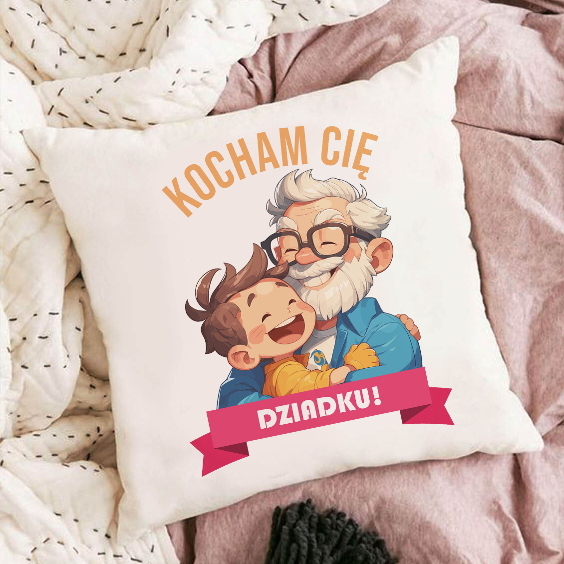 Poduszka bawełniana Canvas Kocham Cię Dziadku