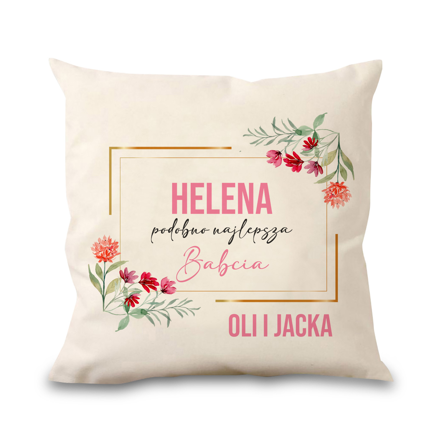 Poduszka bawełniana Canvas Podobno Najlepsza Babcia PERSONALIZACJA