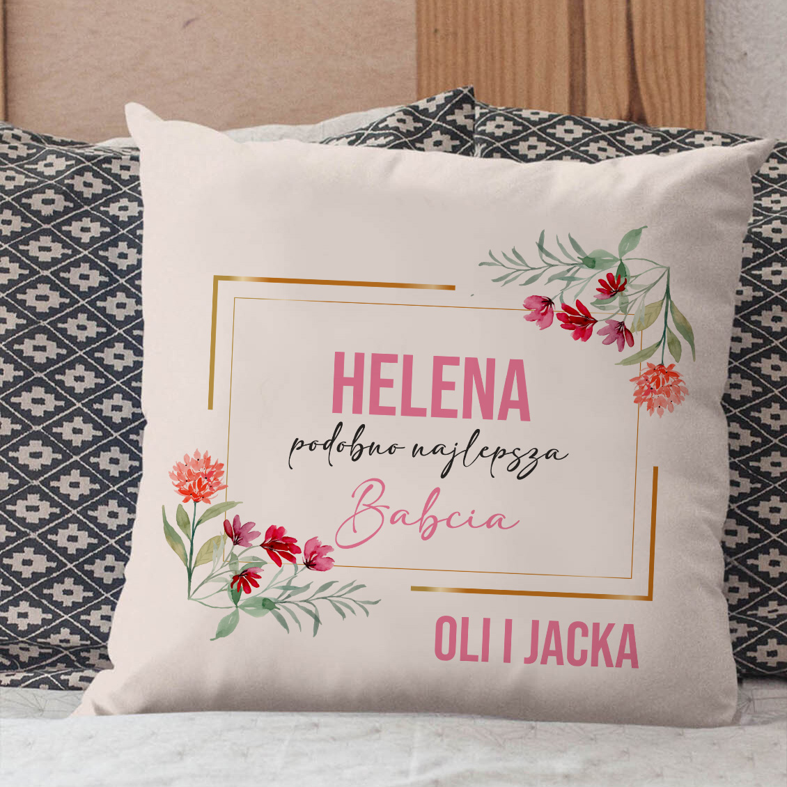 Poduszka bawełniana Canvas Podobno Najlepsza Babcia PERSONALIZACJA