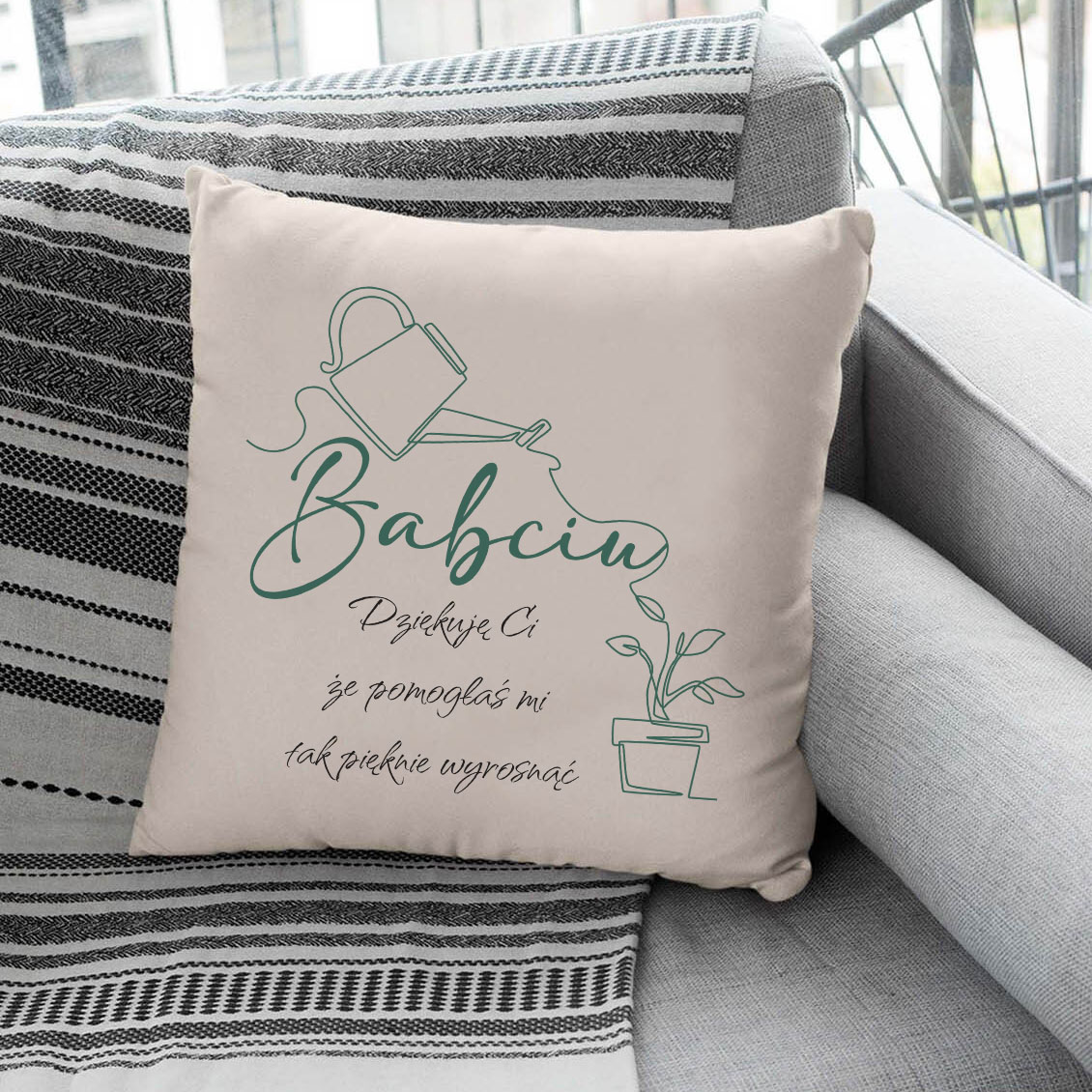 Poduszka bawełniana Canvas Rosnę dzięki Babci