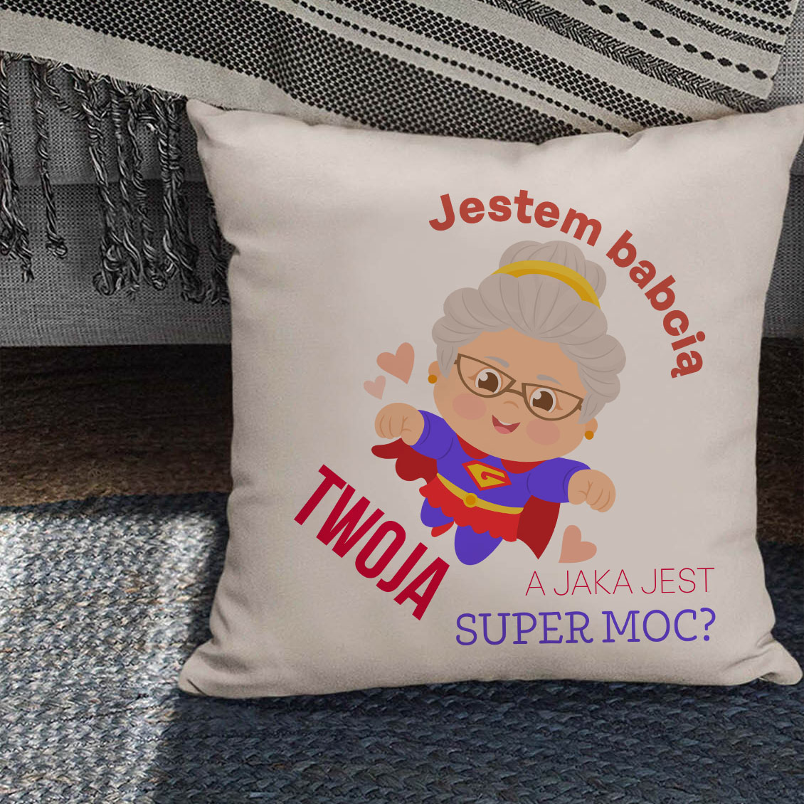 Poduszka bawełniana Canvas Supermoc Babci