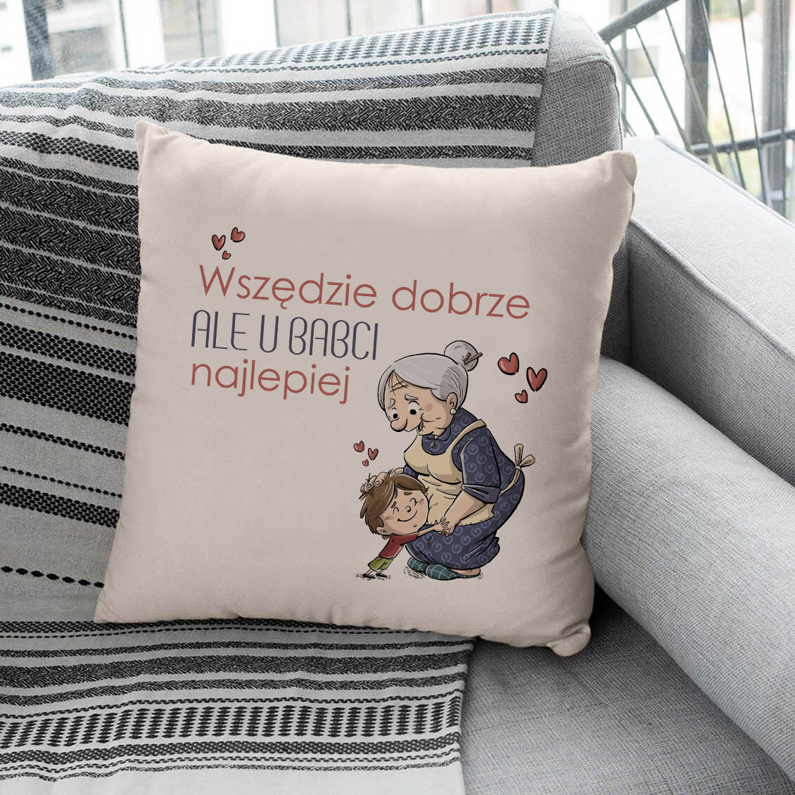 Poduszka bawełniana Canvas U Babci najlepiej