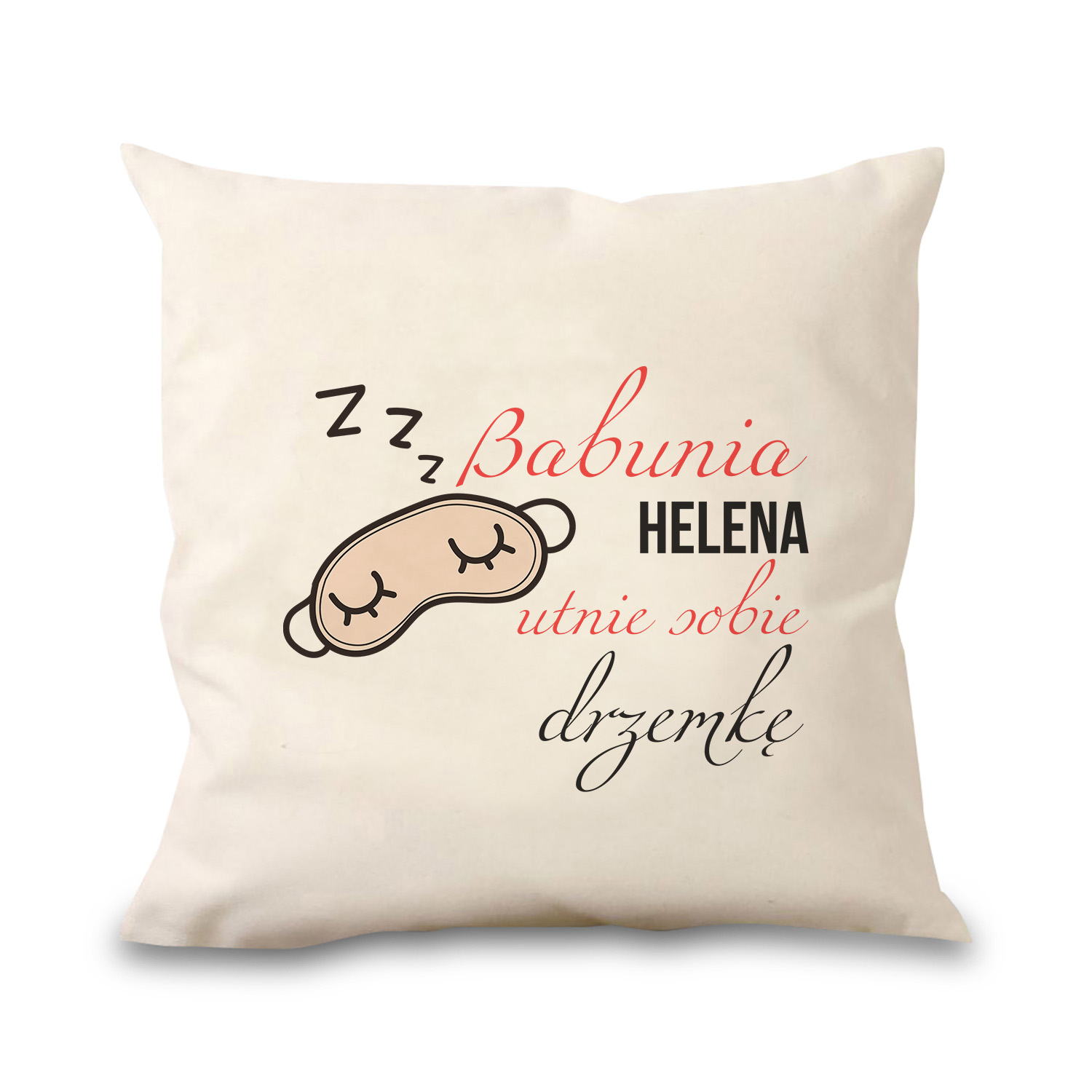 Poduszka bawełniana Canvas Śpiąca Babcia PERSONALIZACJA
