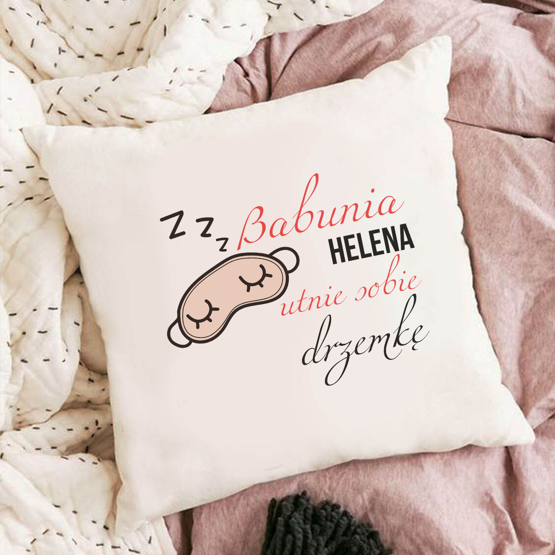 Poduszka bawełniana Canvas Śpiąca Babcia PERSONALIZACJA