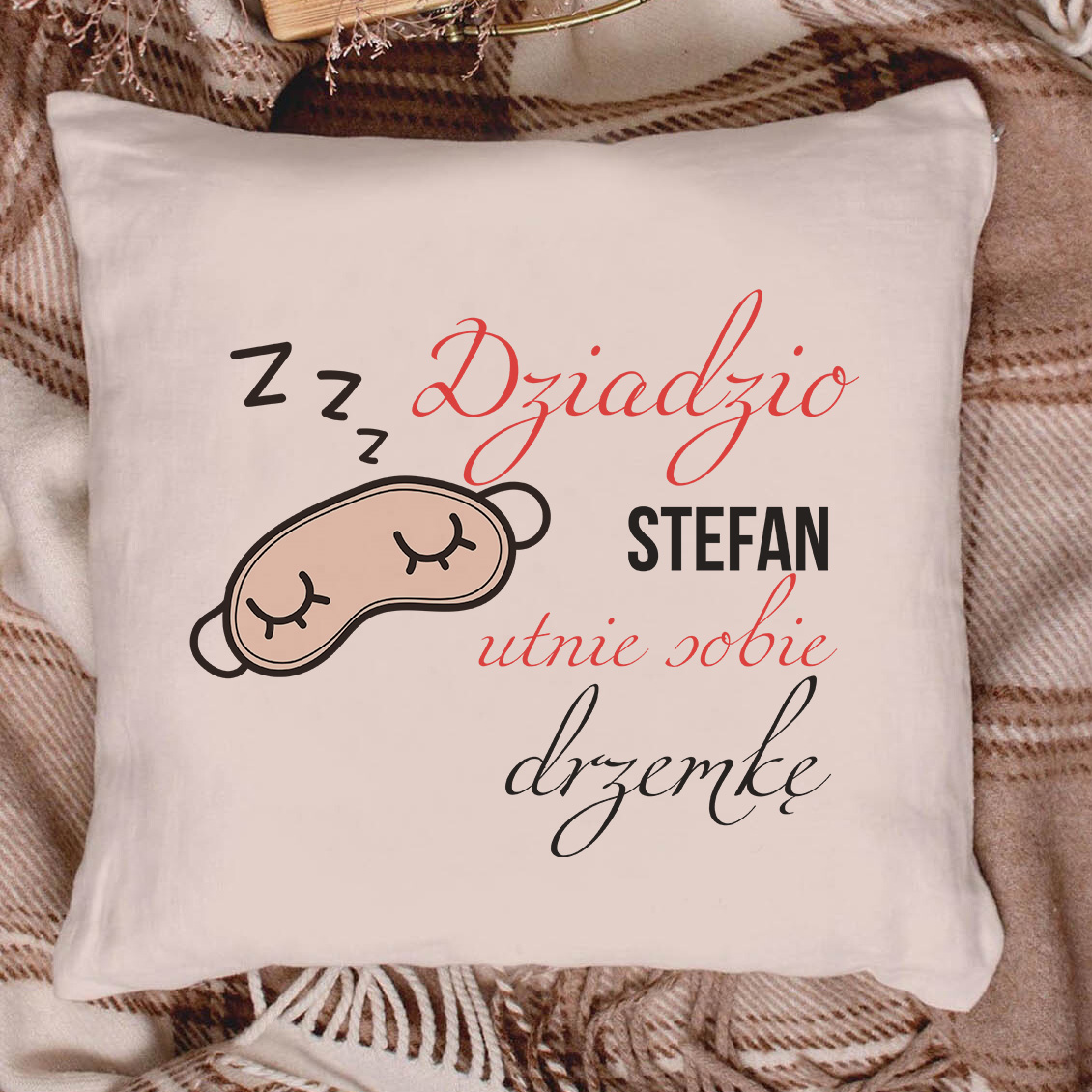Poduszka bawełniana Canvas Śpiący Dziadek PERSONALIZACJA