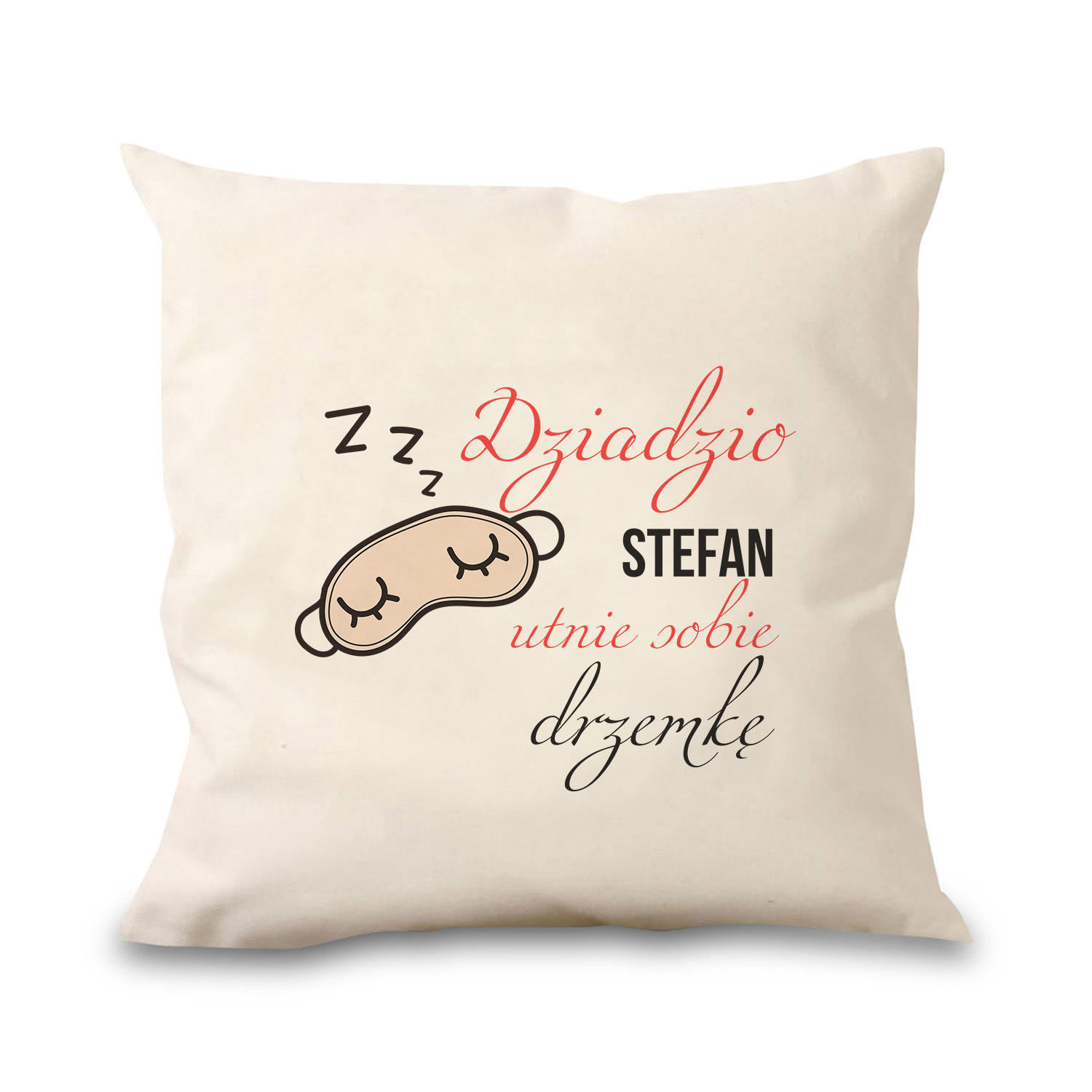 Poduszka bawełniana Canvas Śpiący Dziadek PERSONALIZACJA