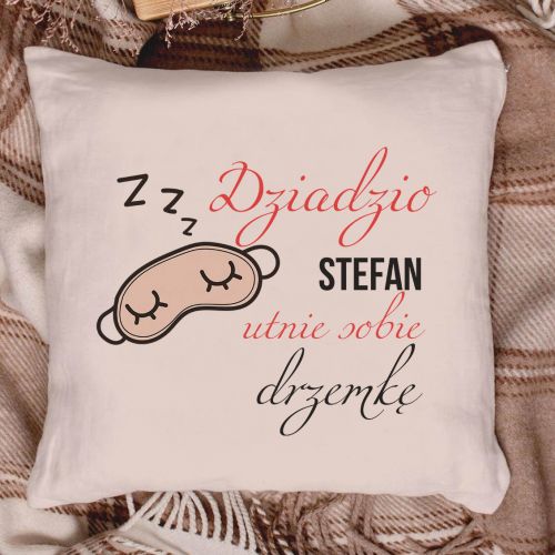 Poduszka bawełniana Canvas Śpiący Dziadek PERSONALIZACJA