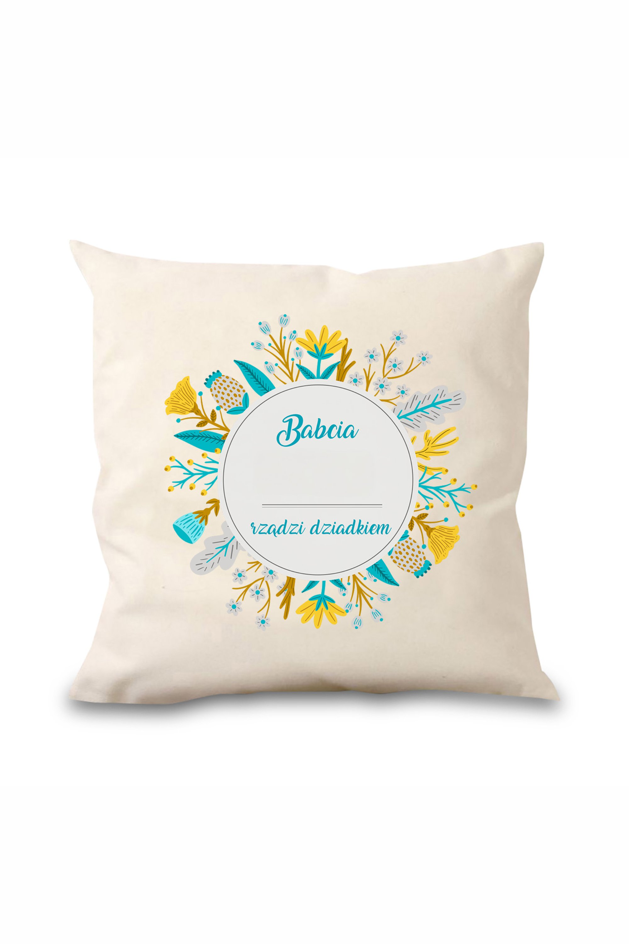 Poduszka bawełniana Canvas Babcia rządzi Dziadkiem PERSONALIZACJA