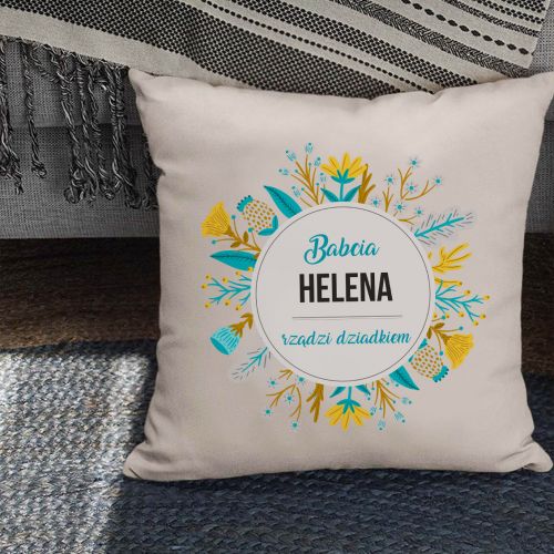 Poduszka bawełniana Canvas Babcia rządzi Dziadkiem PERSONALIZACJA